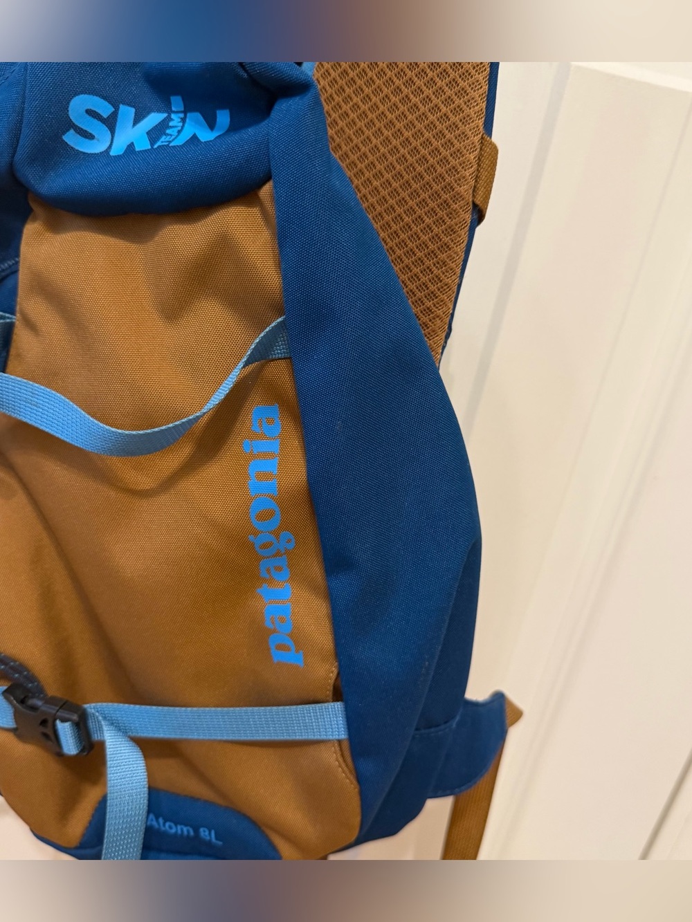 Patagonia Atom Sling 8L Backpack Blue Tan Crossbody Hiking Day Pack EUC - Picture 2 of 10